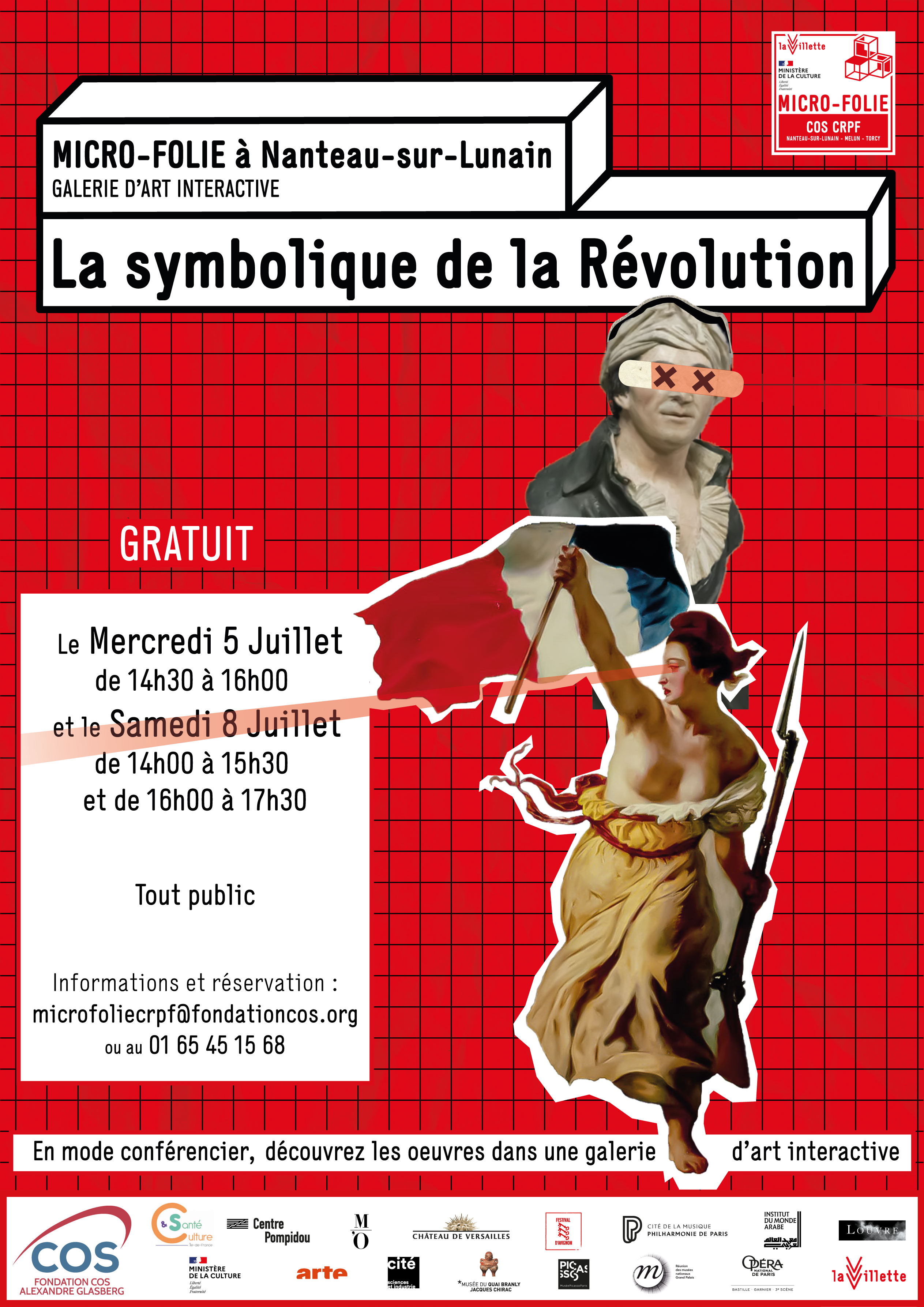 Micro-Folie - La symbolique de la révolution affiche rouge présentant des oeuvres avec des dates et des informations