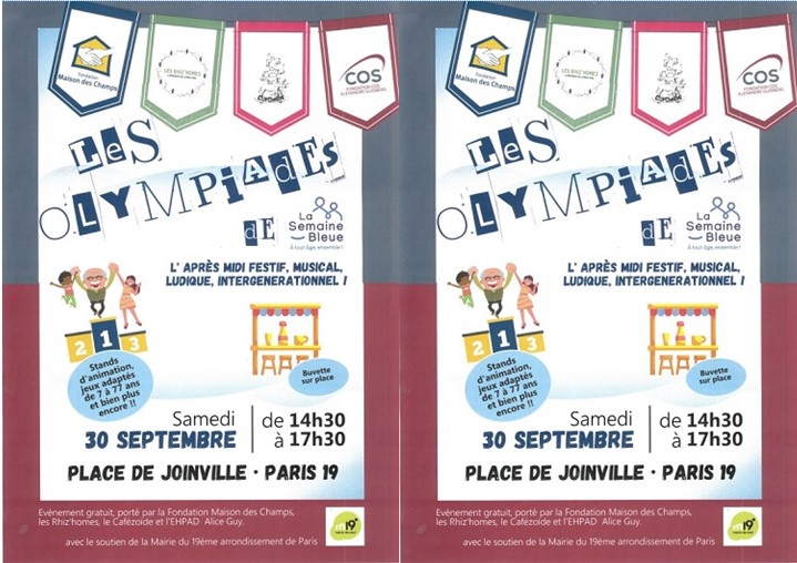 Samedi 30 septembre 2023 fête de quartier Semaine Bleue Les Olympiades