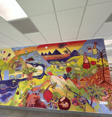 La fresque réalisée dans la salle de vie 