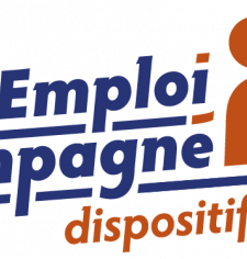logo emploi accompagné - 3 personnes représentées en 3 couleurs différentes